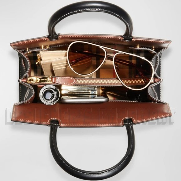 BURBERRY black Leather & Vintage Check Baby TITLE Mini Tote convertible bag NWT - Picture 7 of 11